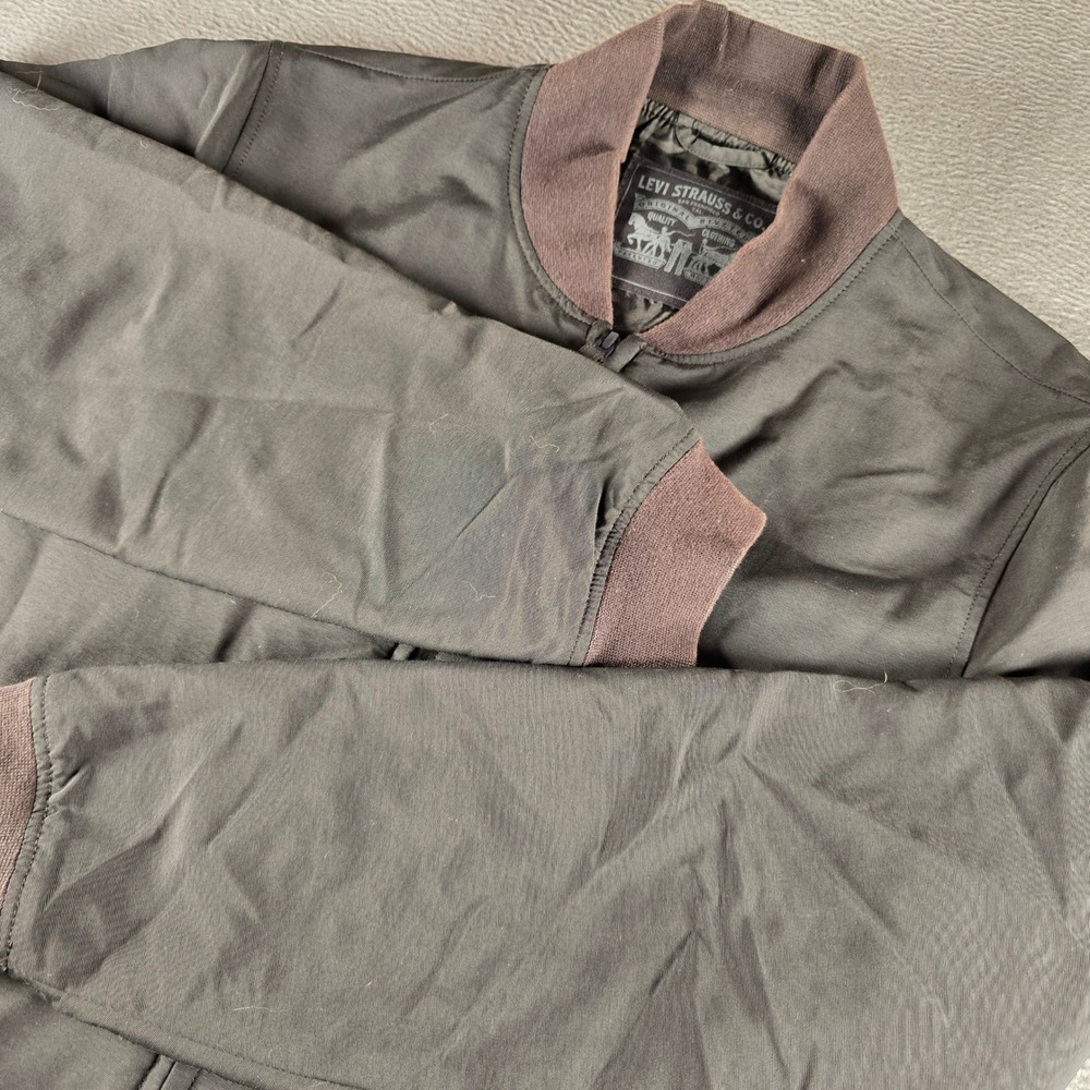 Levis Mens Bomber Jacket Olive Green Full Zip Lightweight Coat Size M